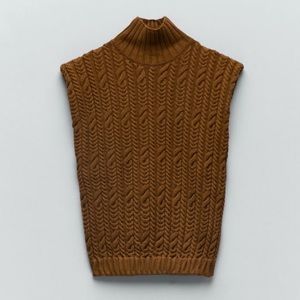 Zara brown mock neck sweater vest